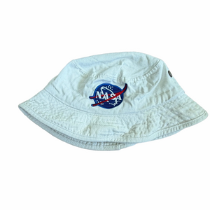 Roma White Kids Bucket Hat with Embroidered NASA Logo